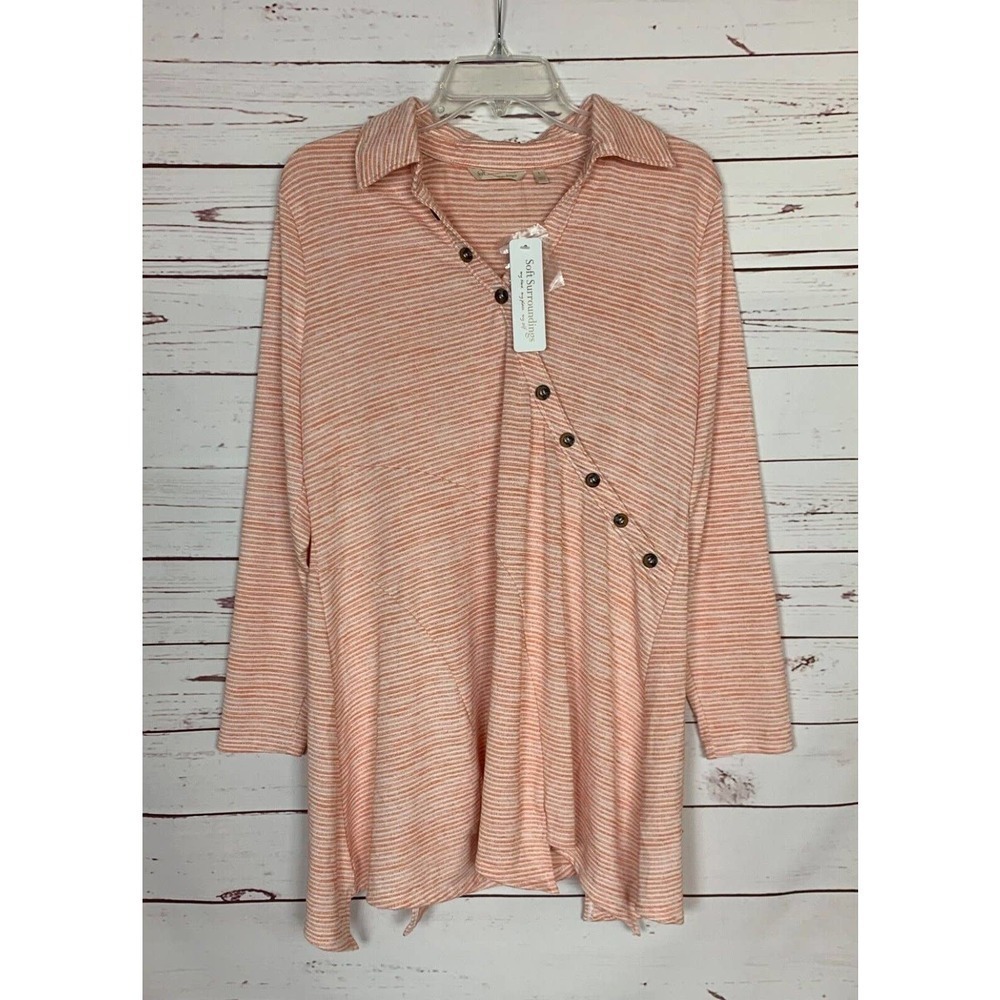 Soft Surroundings Women's L Large Striped Long Sleeve Tunic Top NEW With TAGS